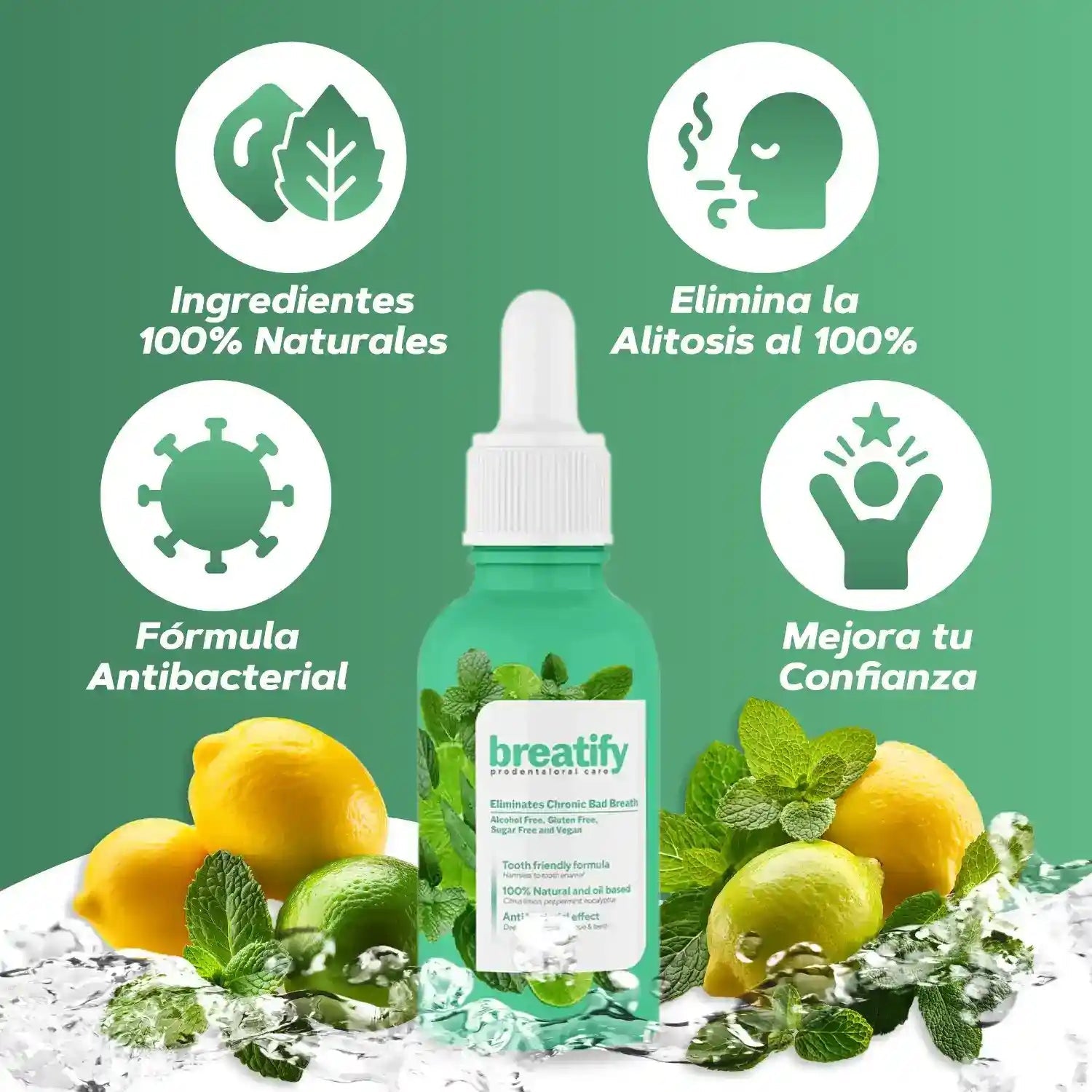 Breatify™ – Gotas Antibacterial Contra el Mal Aliento | Frescura Instantánea y Aliento Seguro
