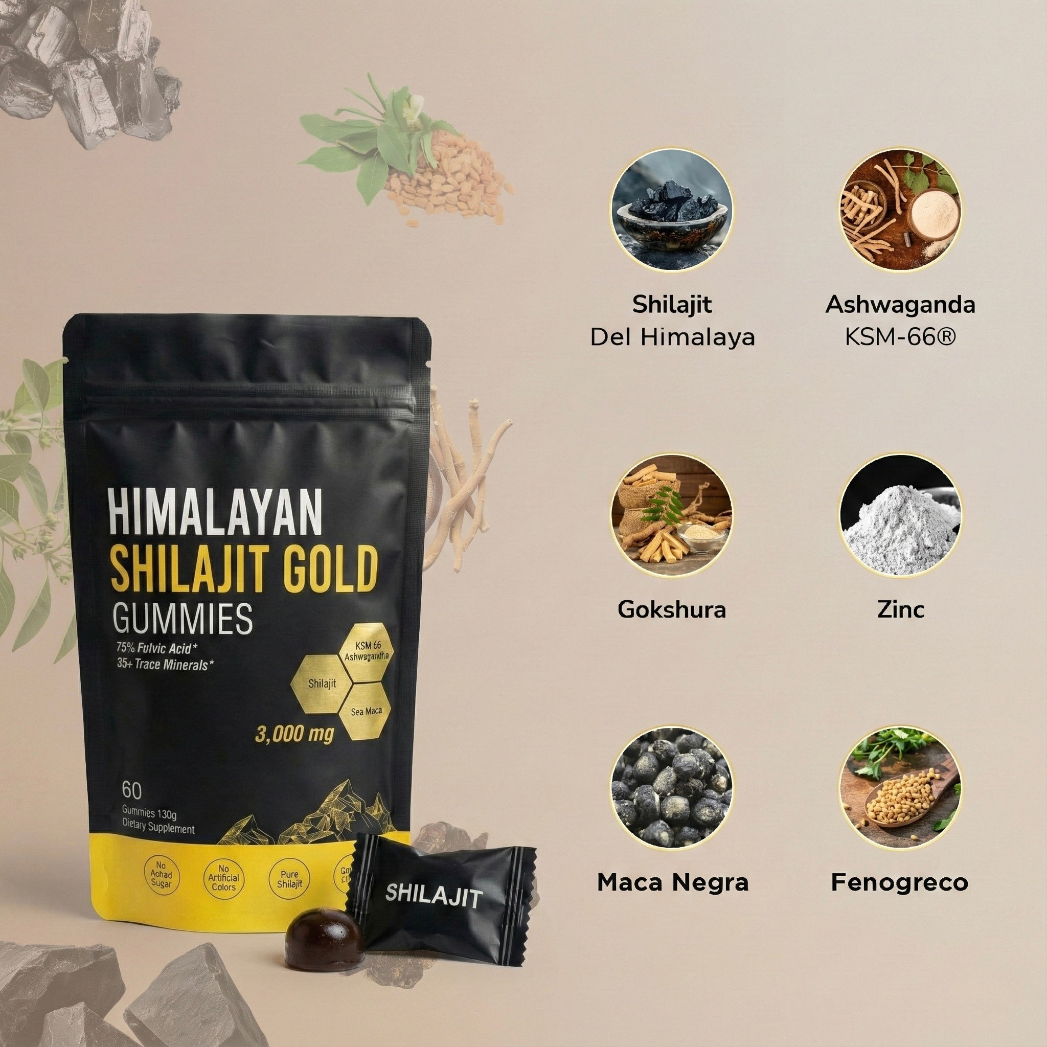 Shilajit del Himalaya | Gomitas (60u)